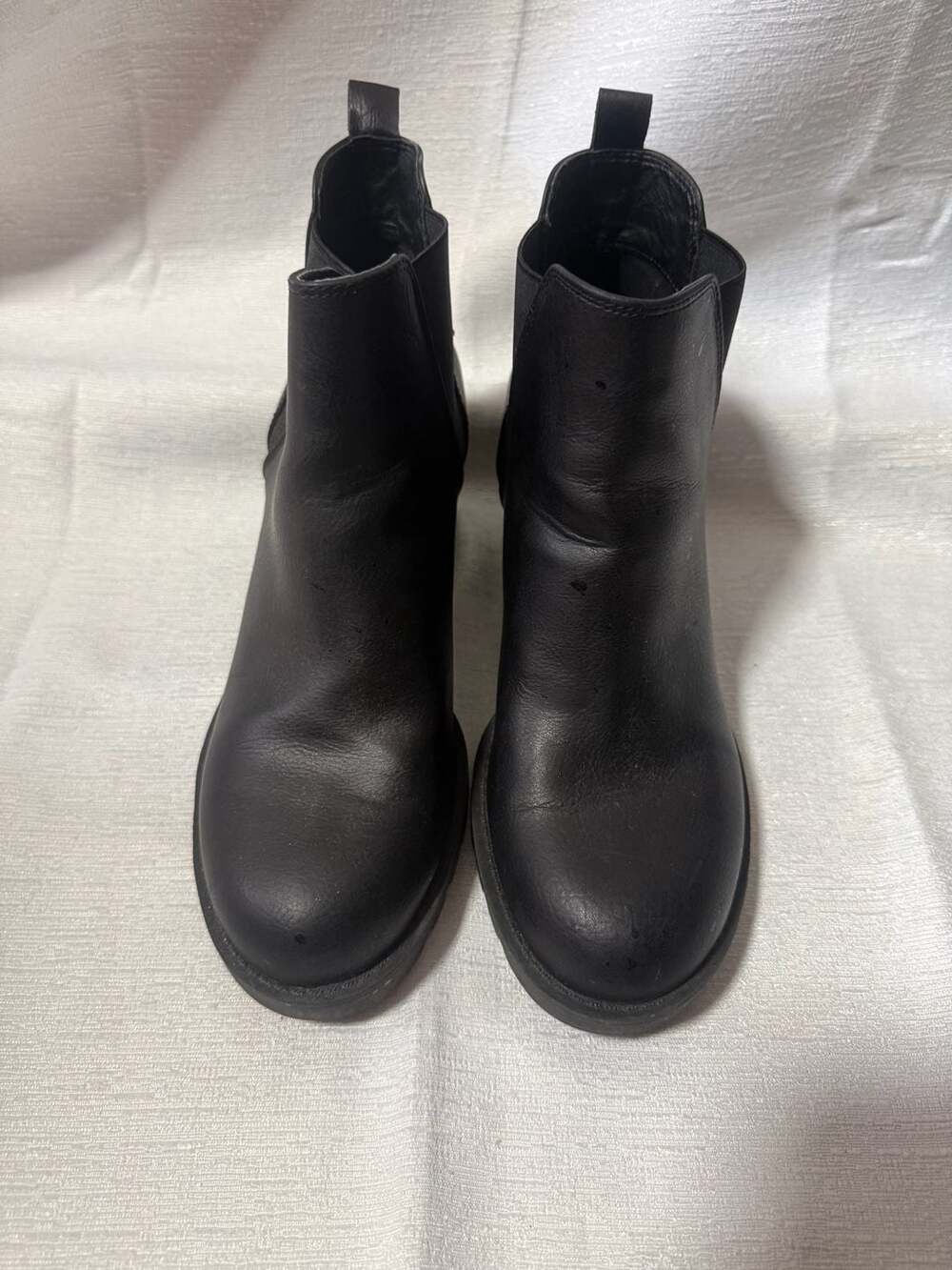 Xappeal Women's Black Faux Leather Chelsea Ankle Booties with Block Heel